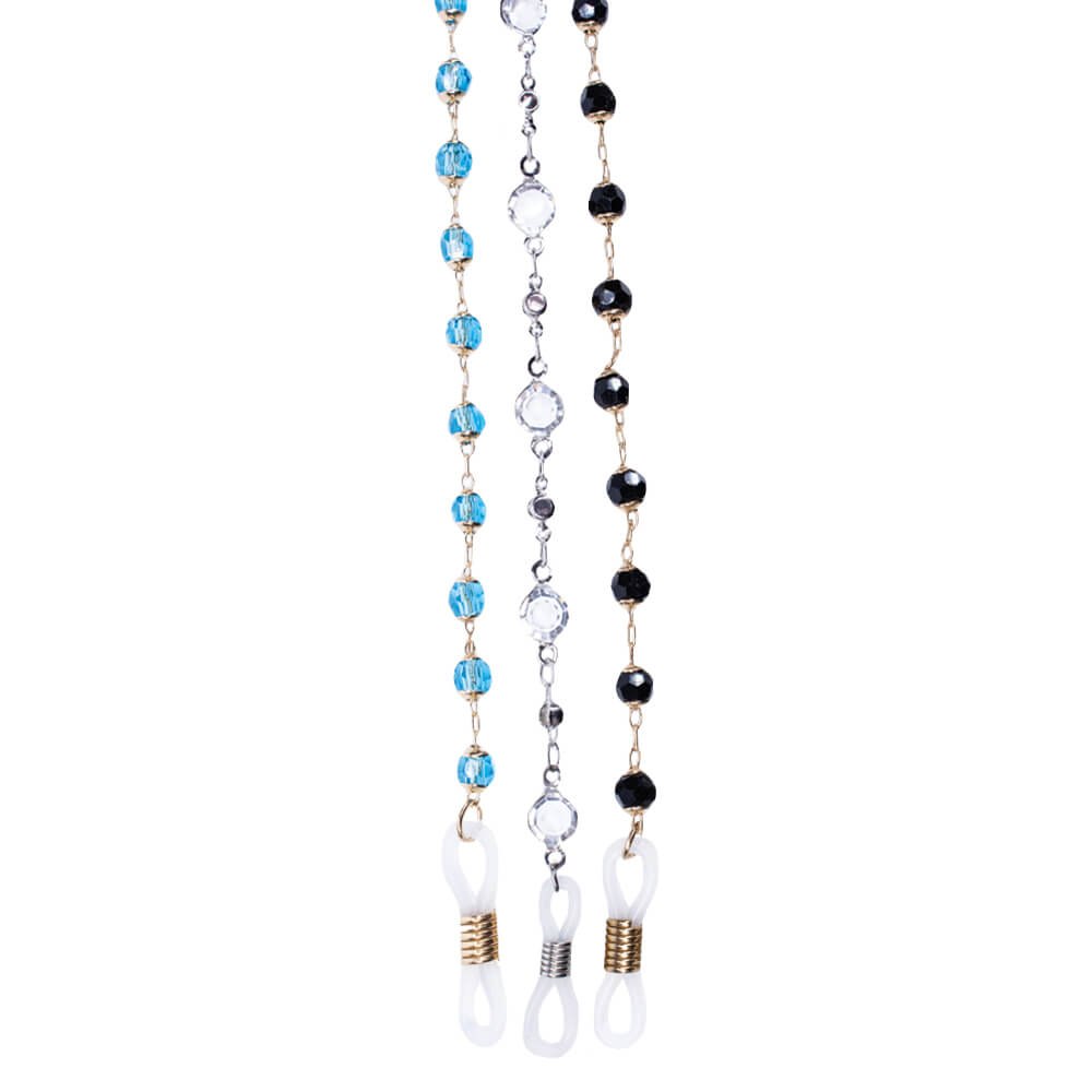 Dylan Cross and Stripe Beaded Eyeglass Chain Black/White by INK+ALLOY