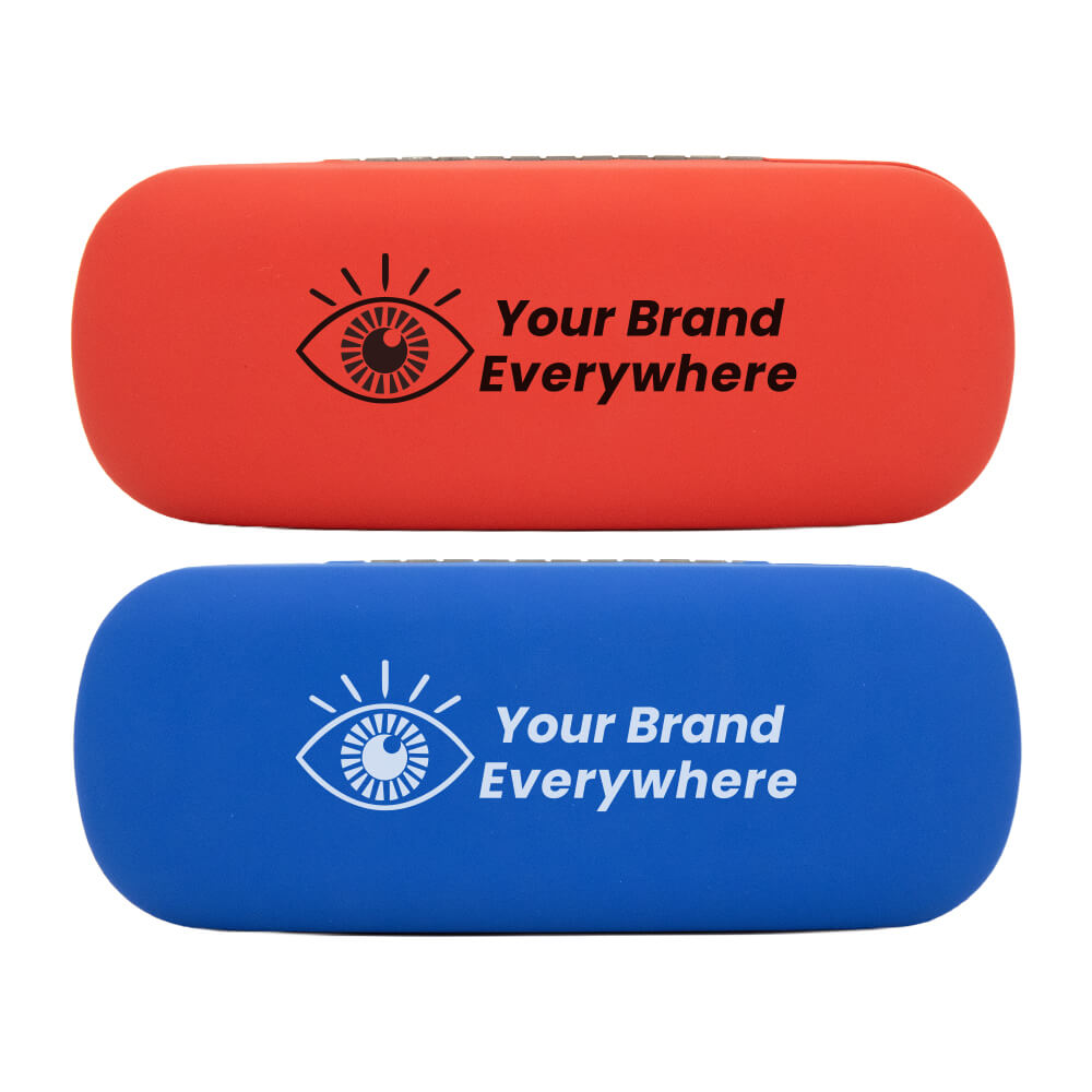 Classic Clam Eyeglass Case, Assorted Red & Blue - Imprinted