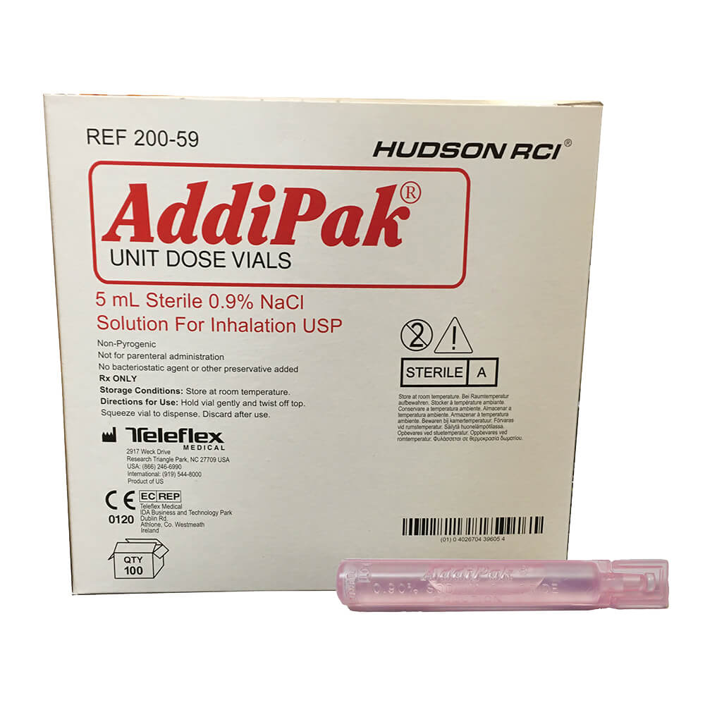 Sterile 0.9% Saline Solution for Inhalation (by Addipak)
