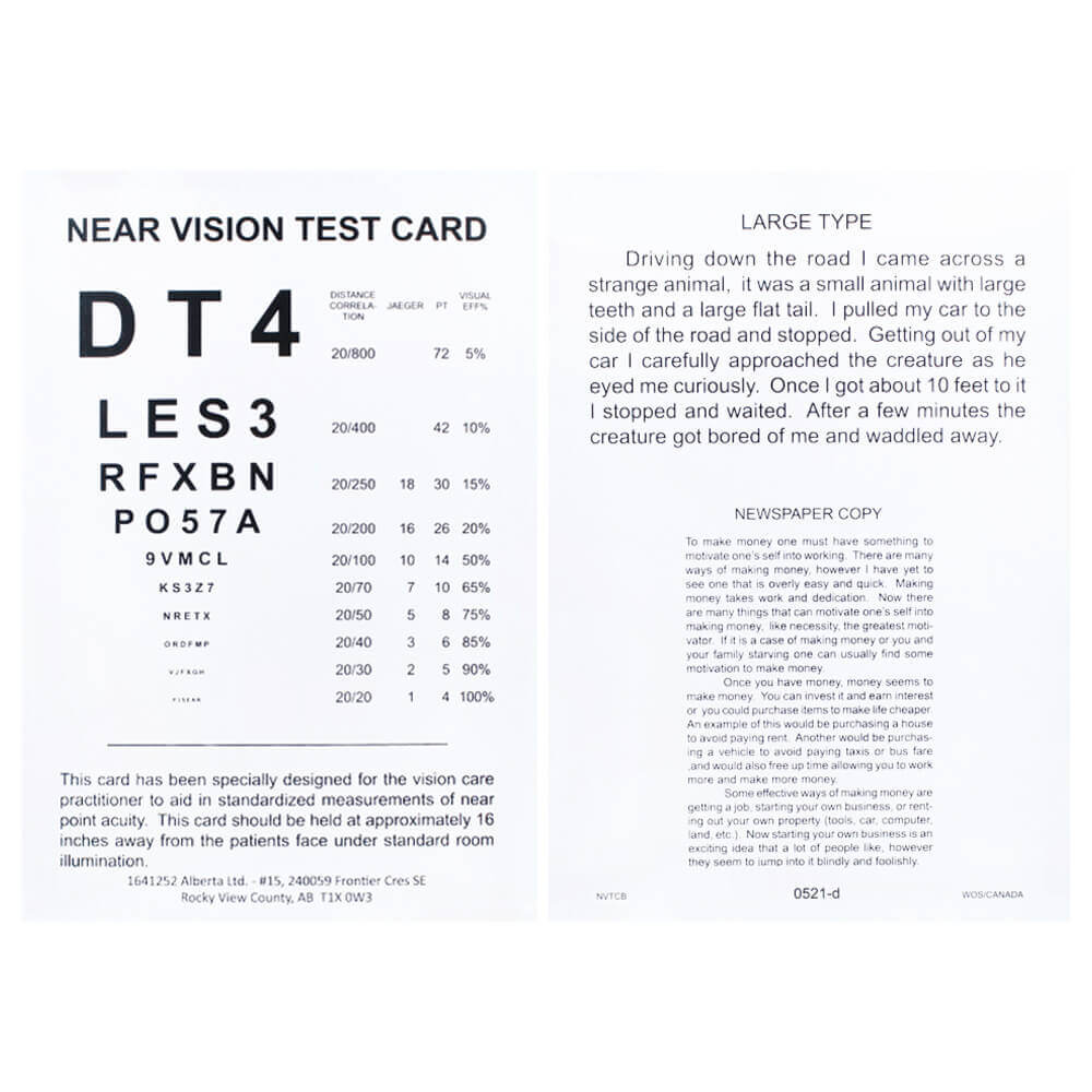 Low Vision Test Charts