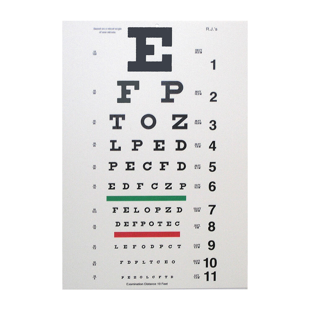 Snellen Snellen Visual Acuity Eye Chart For 10 Feet Distance Ebay