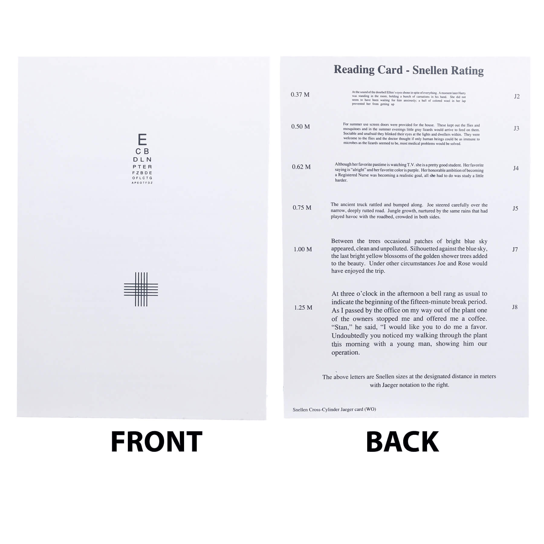 Reduced Snellen Eye Chart